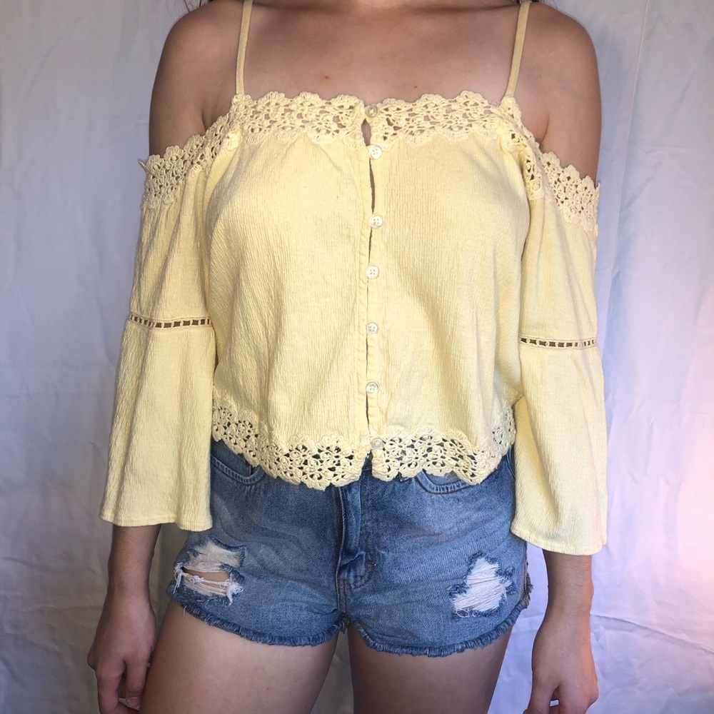 Topshop off shoulder Yellow Top